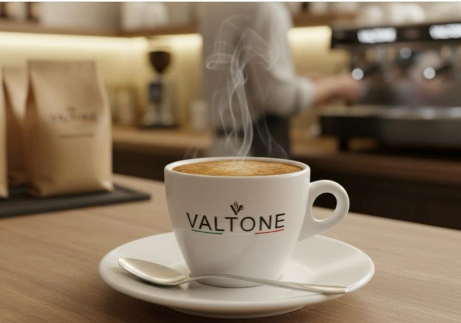 Steaming coffee cup on table